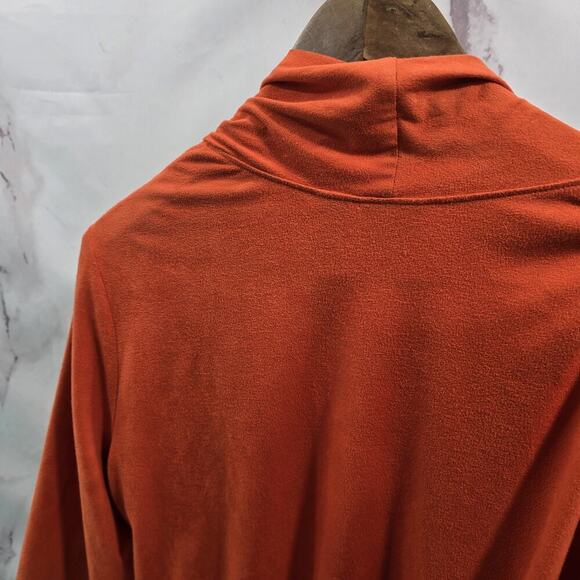 Chicos Cardigan Womens Large Orange Suede Perforated Topper Ruana Stretch - Picture 7 of 13